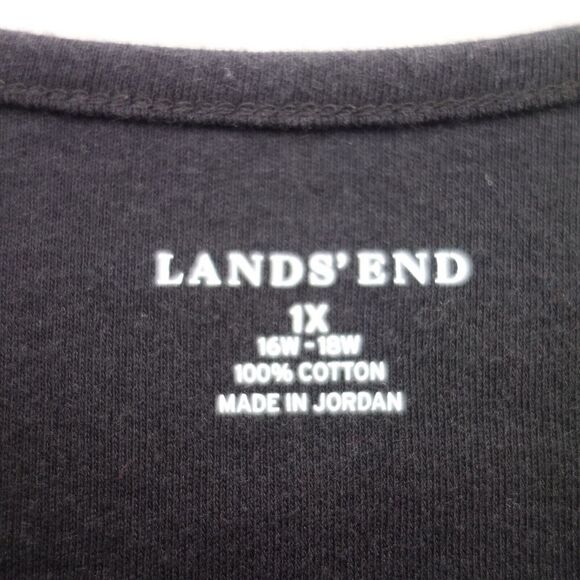 Lands' End Relaxed Tank Top Women's 1X 18 Black 100% Cotton - Picture 3 of 5